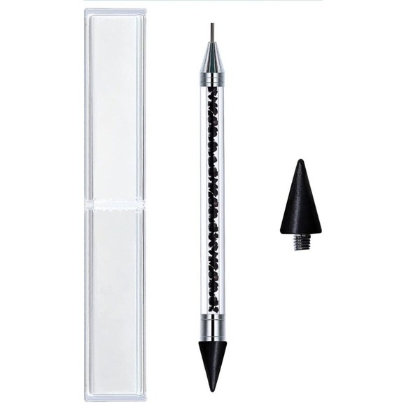 Double Head Wax Nail Rhinestone Picker Pen Acrylic Handle Application Tool New - Picture 1 of 6